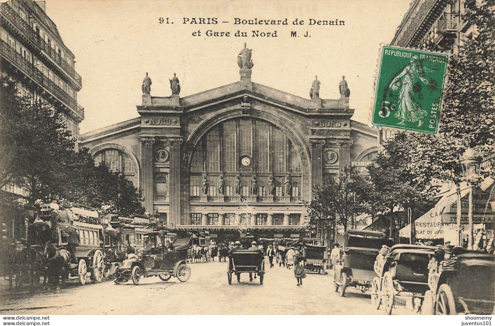 CPA Paris-Boulevard De Denain Et Gare Du Nord-91-Timbre      L2417 - Metropolitana, Stazioni