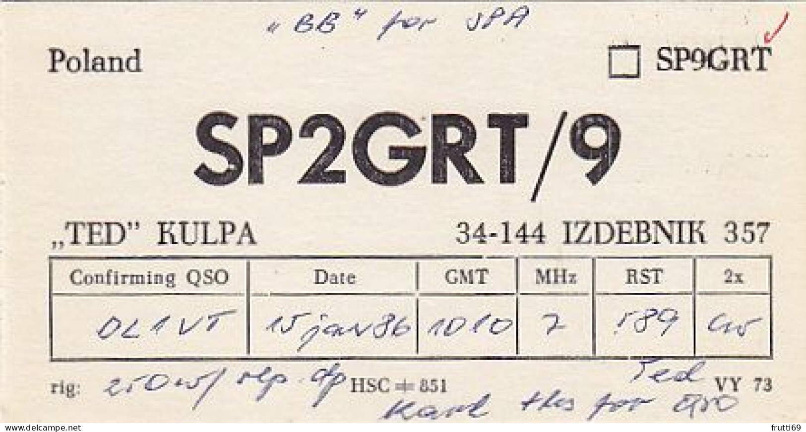 AK 210628 QSL - Poland - Izdebnik - Amateurfunk