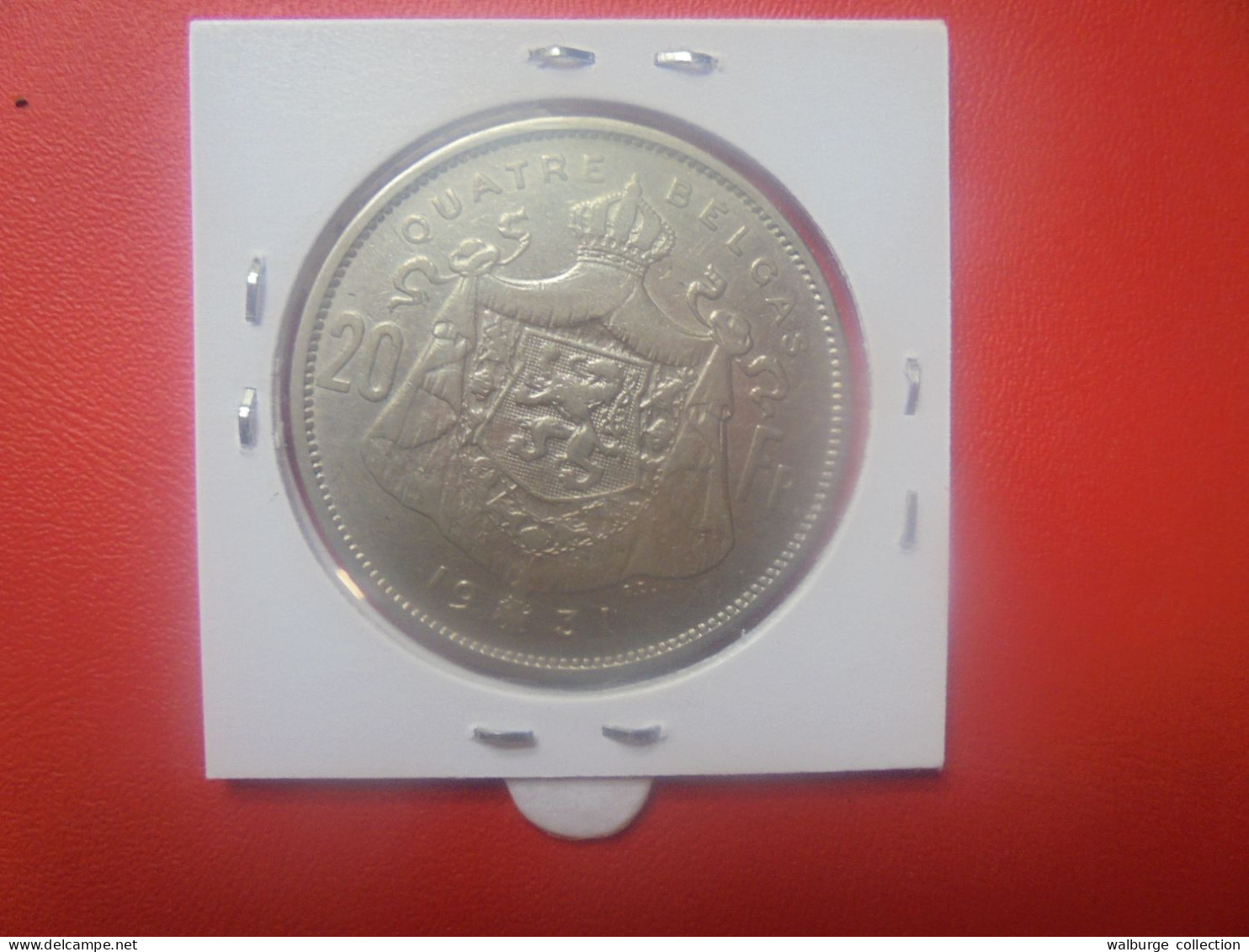 Albert 1er. 20 Francs 1931 FR POS.B (A.2) - 20 Frank & 4 Belgas