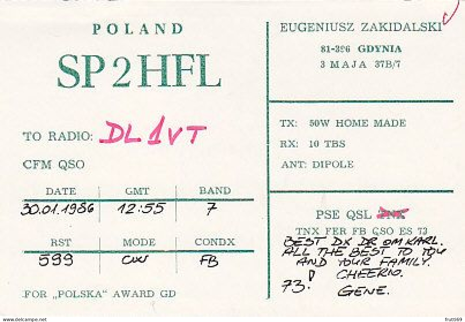 AK 210630 QSL - Poland - Gdynia - Radio Amateur