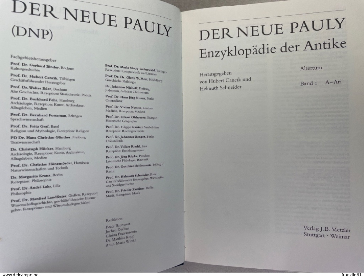 Der Neue Pauly. Enzyklopädie der Antike - Gesamtwerk. 17 Bände in 20 Teilbänden. Incl. Atlasband