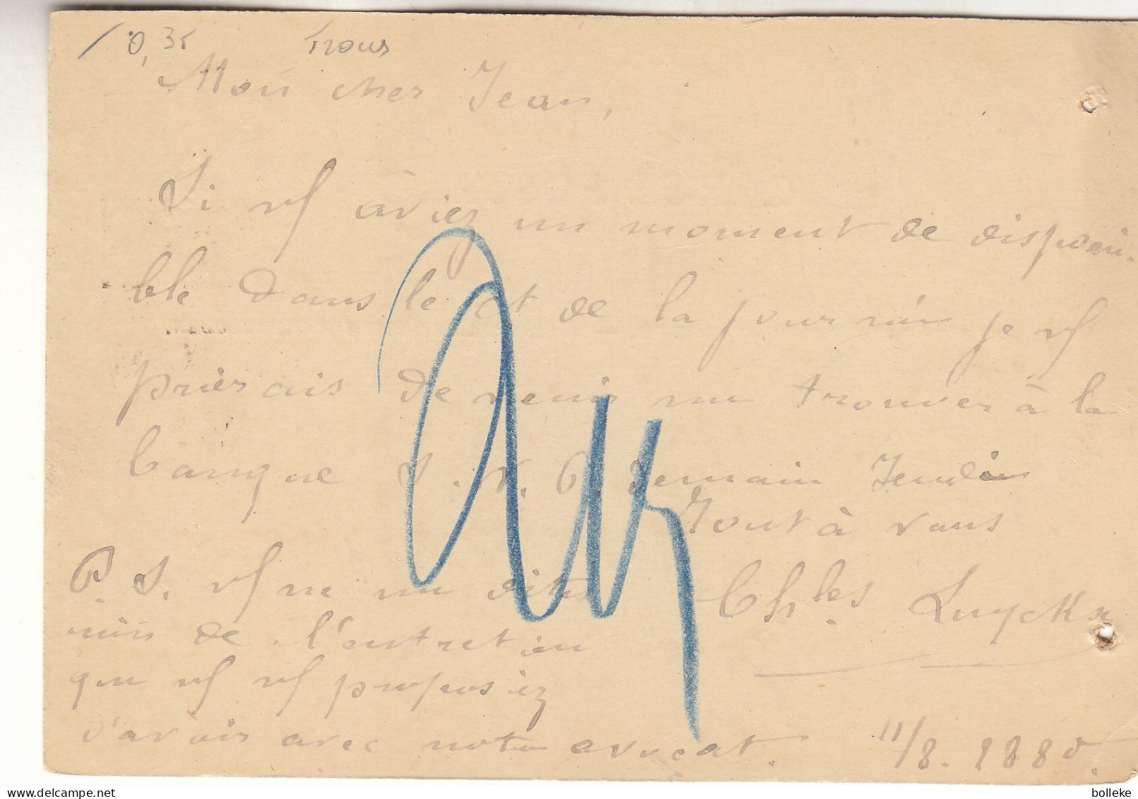 Belgique - Carte Postale De 1880  ? - Entier Postal - Oblit Bruxelles - - Postcards 1871-1909
