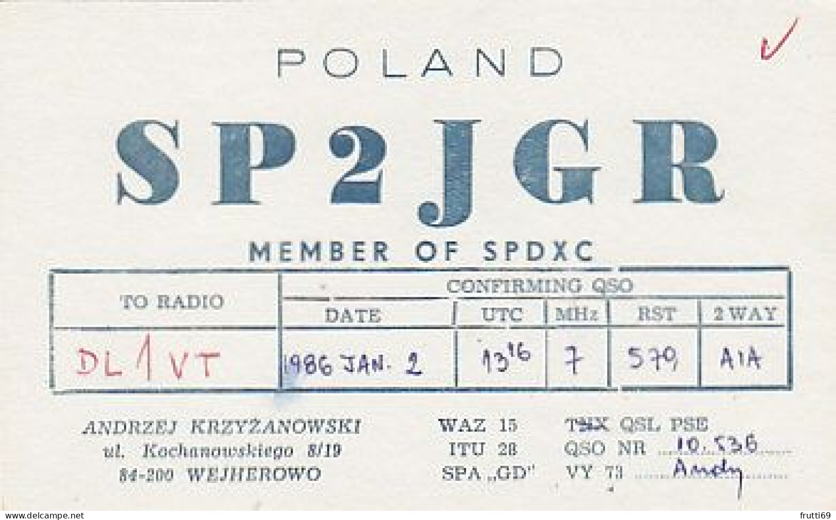 AK 210640 QSL - Poland - Wejherowo - Amateurfunk