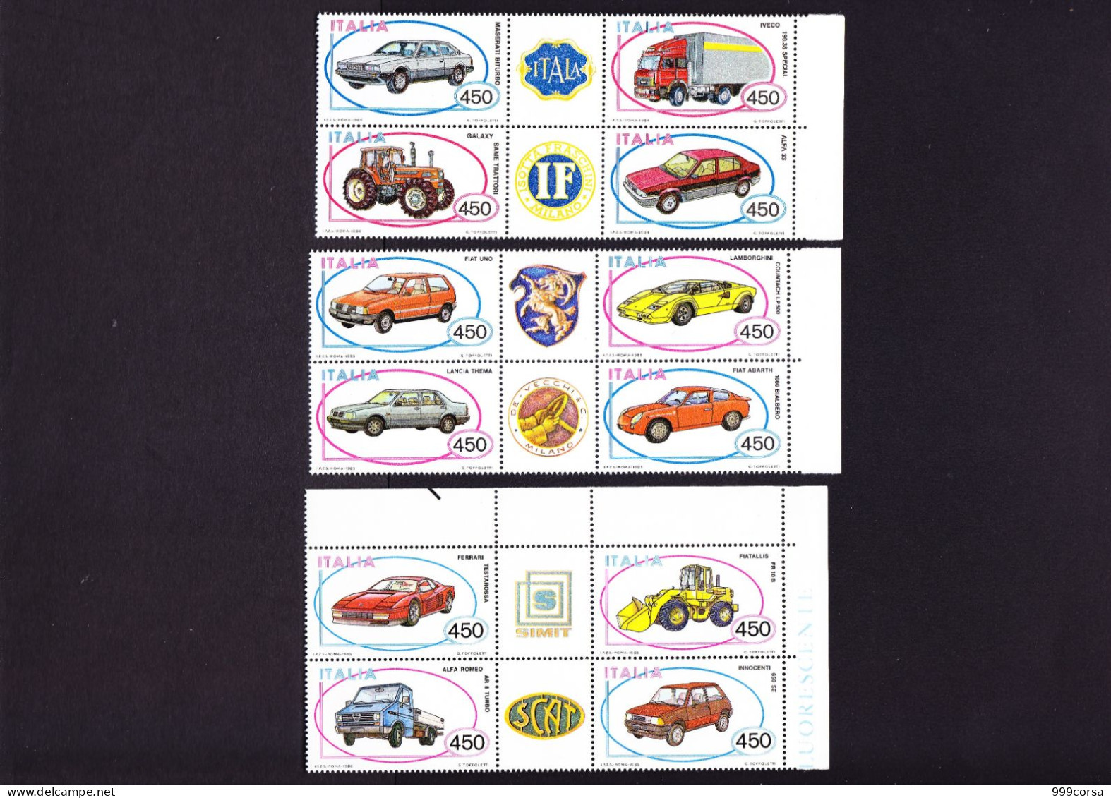 ITALIA 1984,85,86, Costruzioni Automobilistiche (Maserati, Fiat, Iveco, Same, Alfa Romeo, Lamborghini) - Auto's