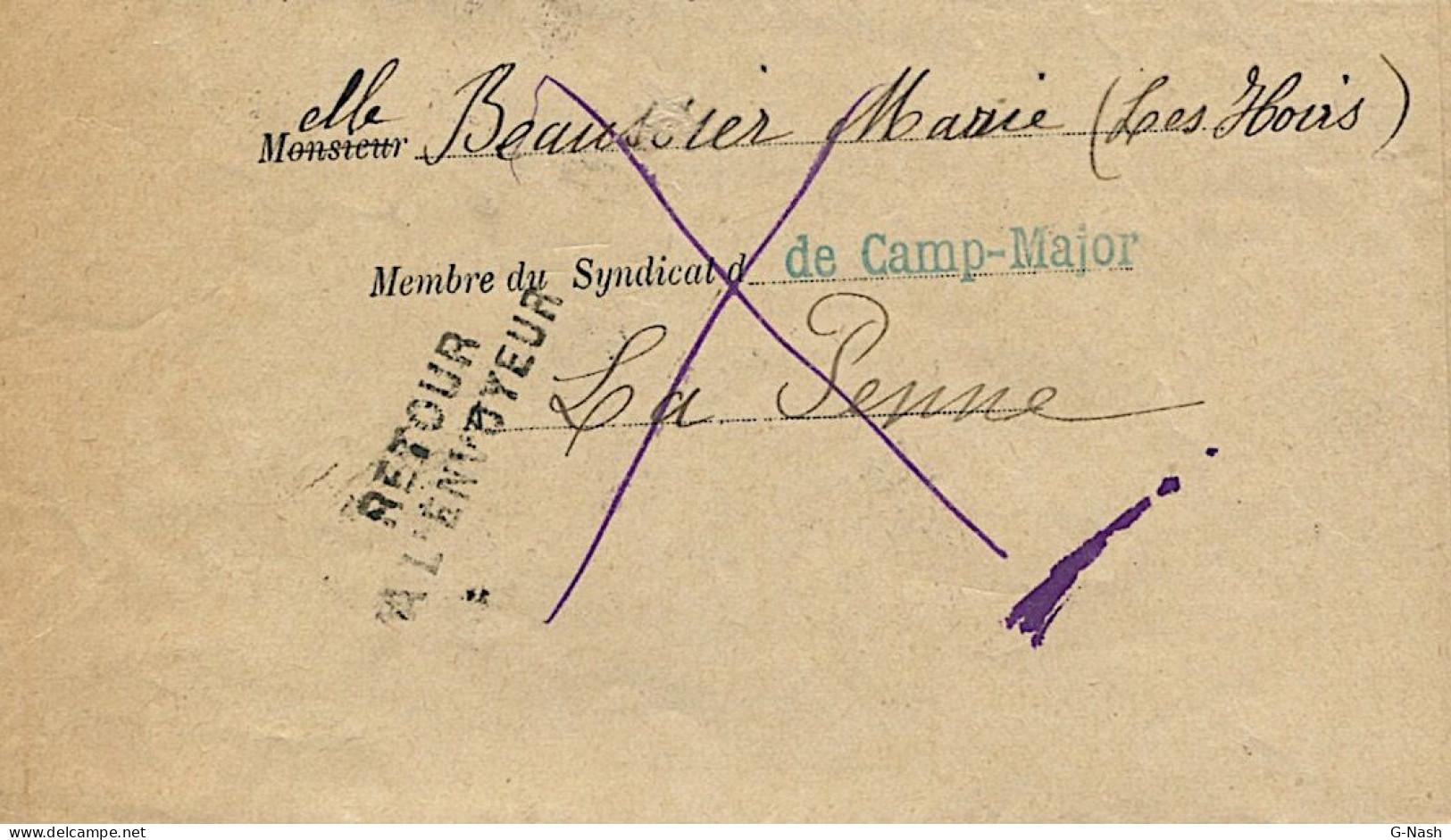 Pli Administratif D'Aubagne - 27 Janvier 1934 - Mention Retour à L'envoyeur - 1906-38 Semeuse Camée