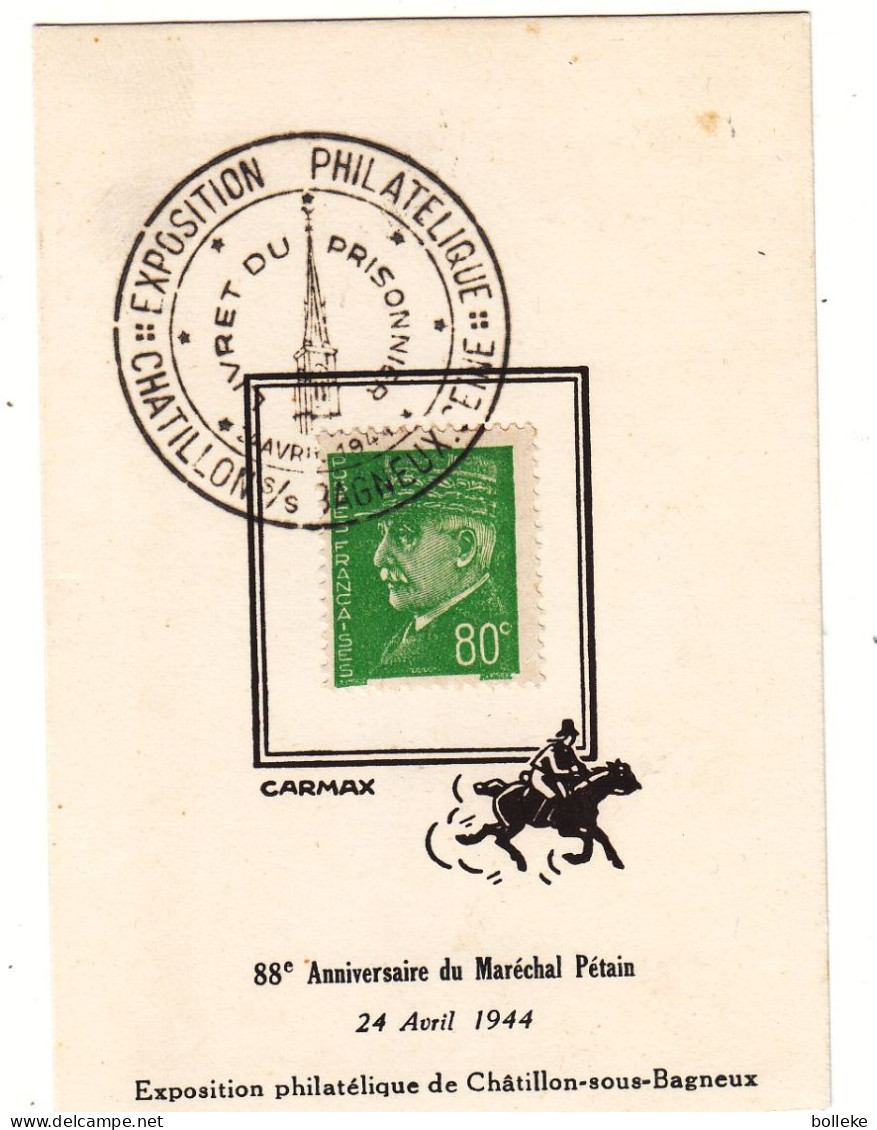 France - Document De 1944 - Oblit Chatillon Sous Bagneux - Exposition Philatélique - Livret Du Prisonnier - - Storia Postale