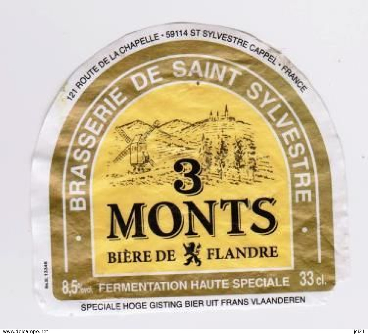 Etiquette De Bière "  3 MONTS " Moulin à Vent (1995)_Eb24 - Birra