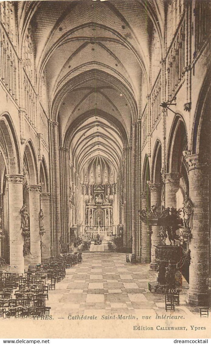 Belgique YPRES Superbe Lot De 7 Cpa Bd Malou, Statue Van Den Peereboom, Incendie Halles, Cathédrale St-Martin, Chair.... - Ieper