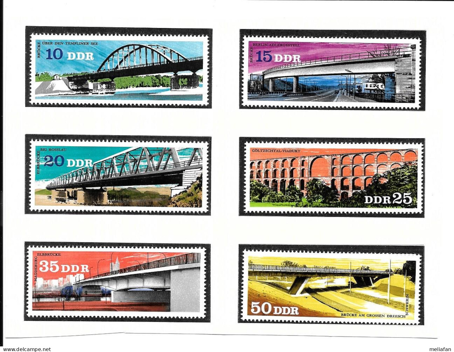 DH19 - TIMBRES FEUILLET DDR - PONTS - Bruggen