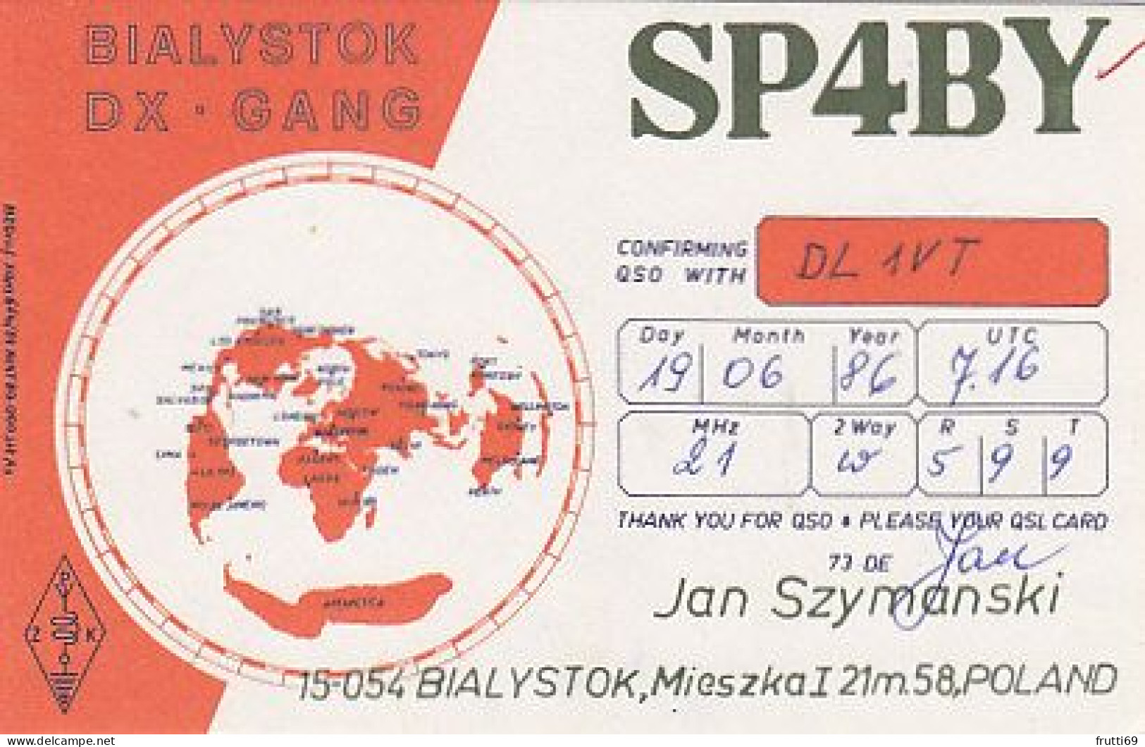 AK 210656 QSL - Poland - Bialystok - Radio Amateur