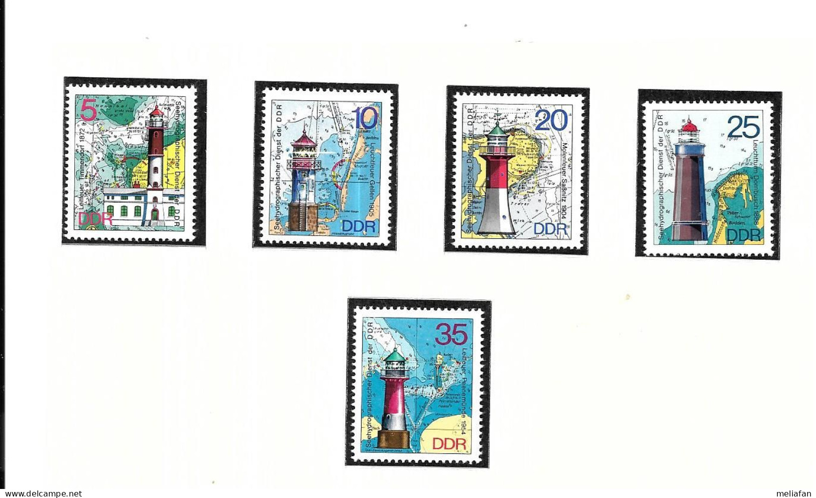 DH18 - TIMBRES FEUILLET DDR - PHARES - Lighthouses