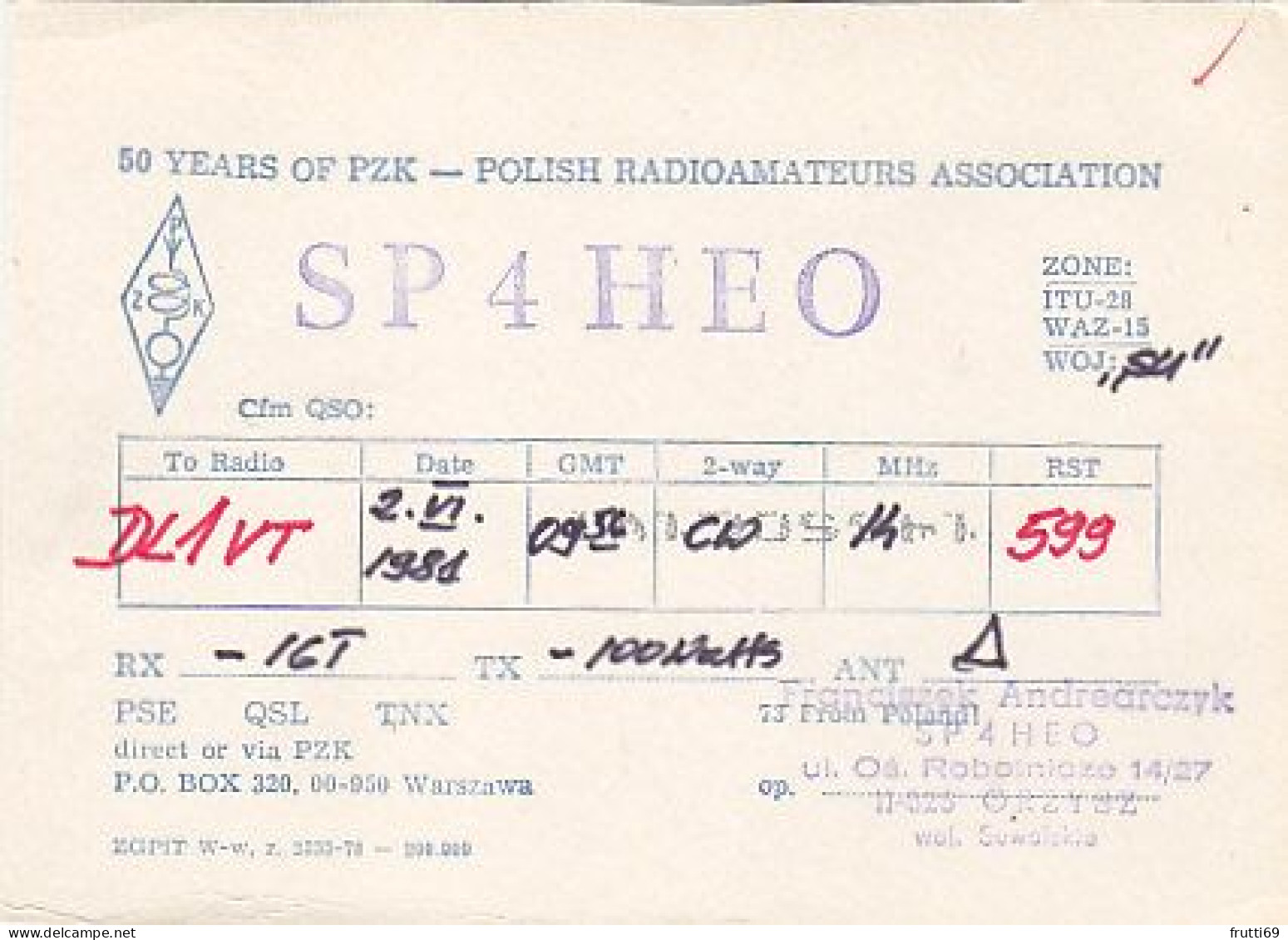 AK 210659 QSL - Poland - Radio-amateur