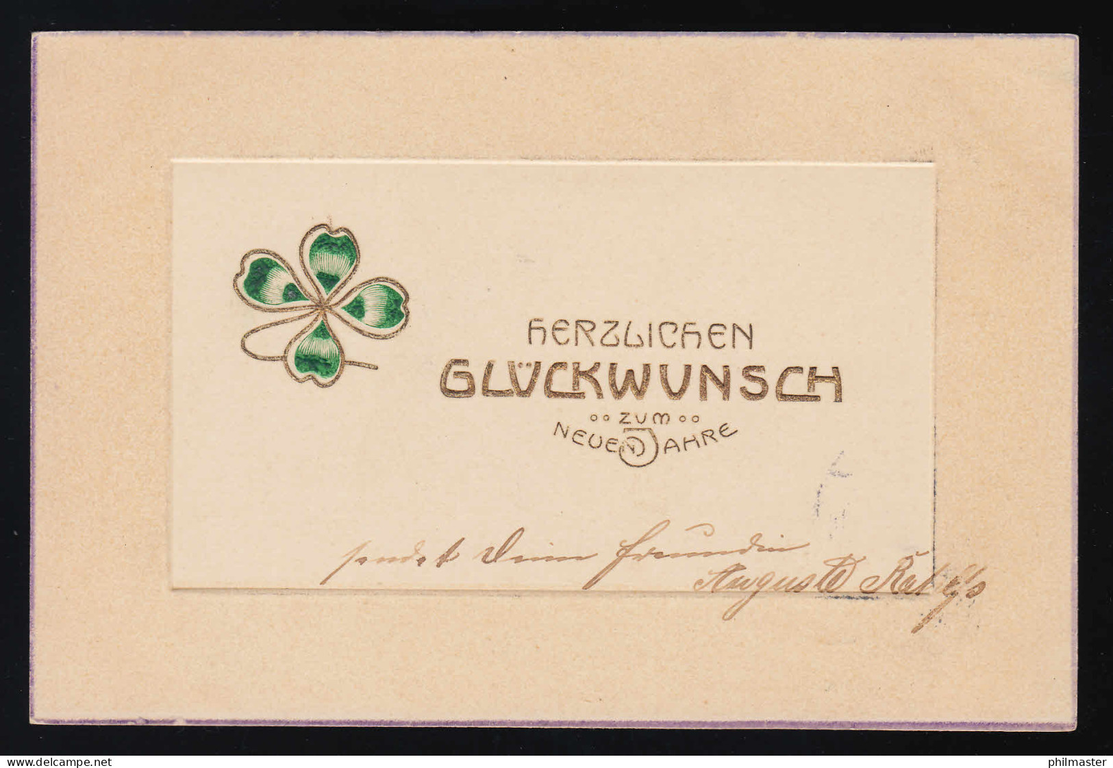 Kleeblatt Herzlichen Glückwunsch Zum Neuen Jahre, Präge AK, Hannover 31.12.1908 - Other & Unclassified