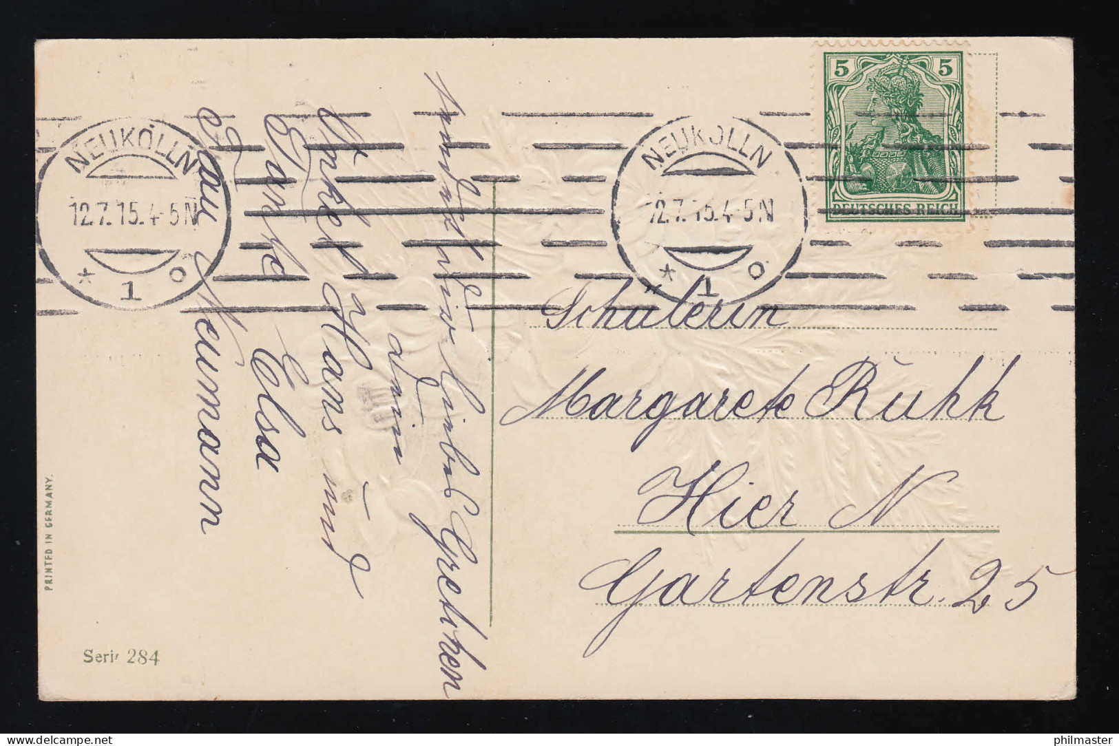 Veilchen Viola Mit Farn Kraut Strauß, Glückwünsche Geburtstag, Neukölln 2.7.1915 - Other & Unclassified