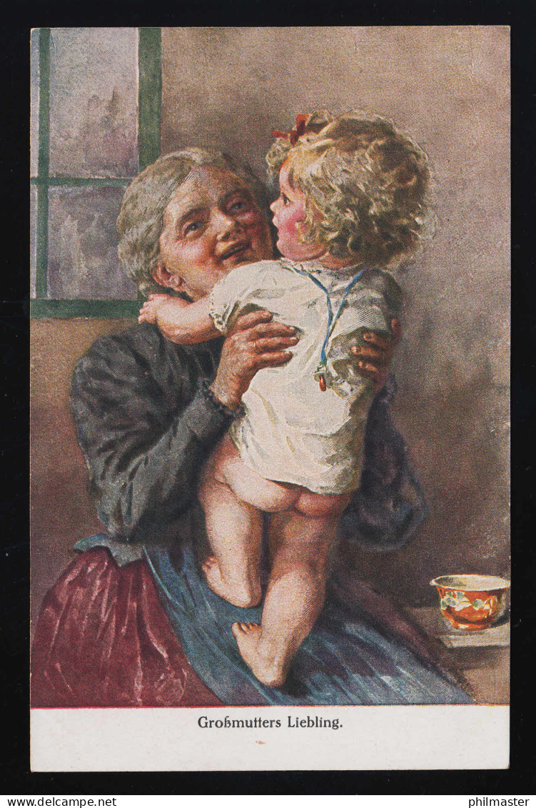 Großmutters Liebling Alte Frau Hält Kleinkind Mit Nacktem Po Gemälde Ungebraucht - Fête Des Mères