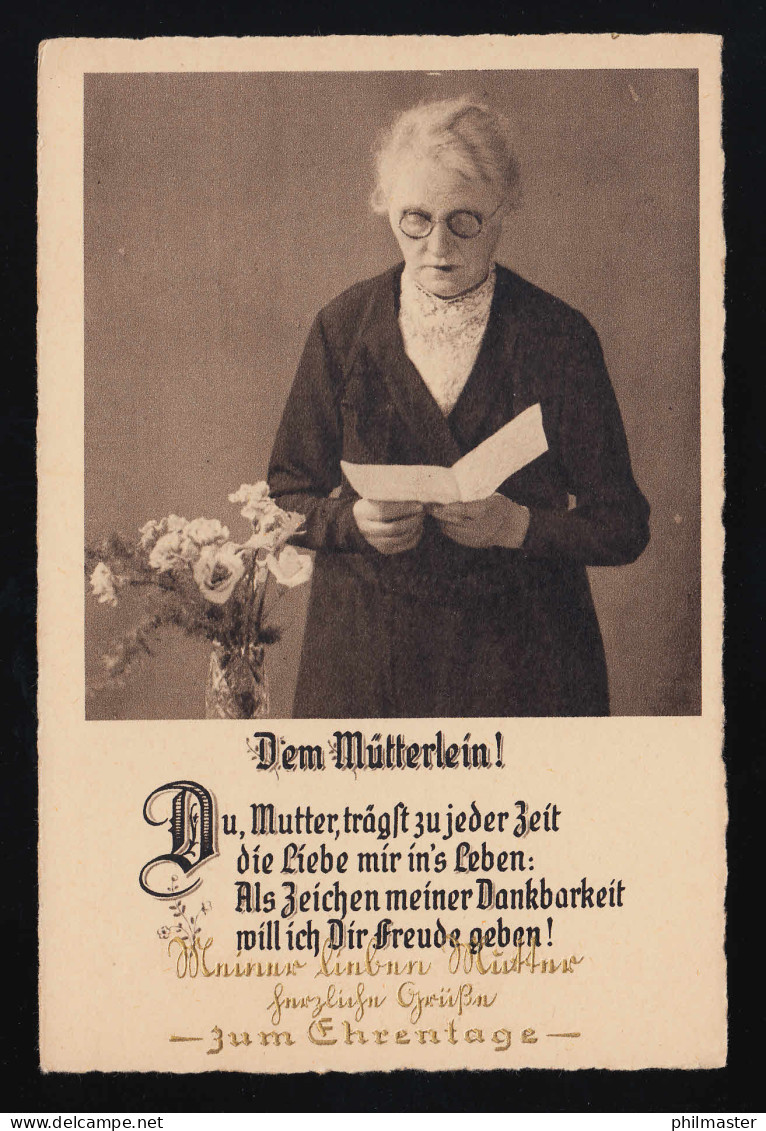 Dem Mütterlein! Du, Mutter Trägst Zu Jeder Zeit, Frau Brief Ehrentag Ungebraucht - Festa Della Mamma