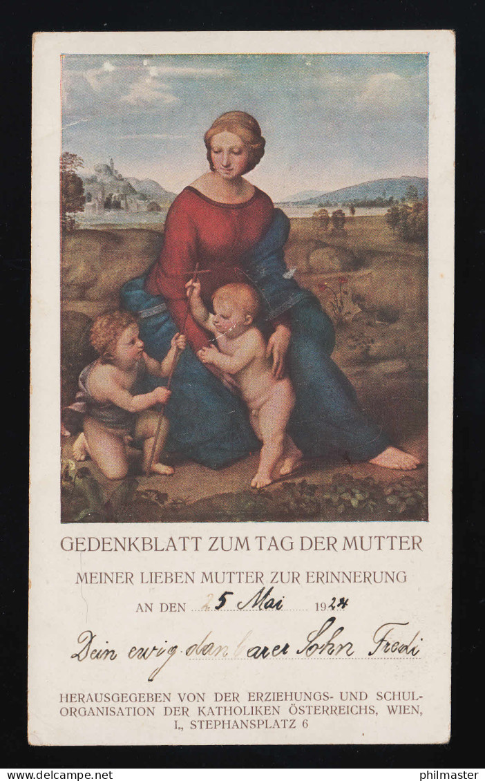 Gedenkblatt Zum Tag Der Mutter, Zur Erinnerung, Maria Mit Jesuskind, Beschriftet - Moederdag