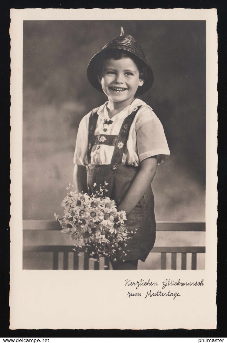 Lachendes Kind In Tracht + Blumen, Herzlichen Glückwunsch Muttertag Ungebraucht  - Festa Della Mamma