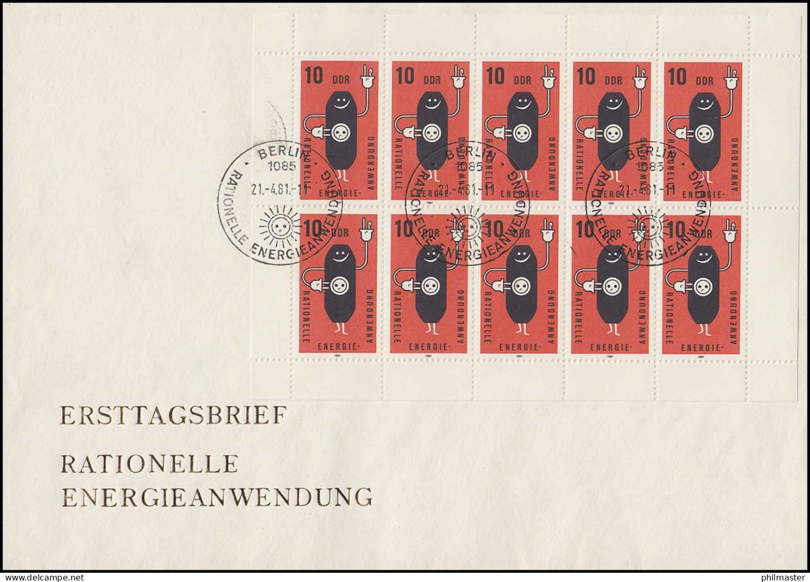 2601 Rationelle Energieanwendung 1981 - Kleinbogen Auf Schmuck-FDC ESSt Berlin - Covers & Documents