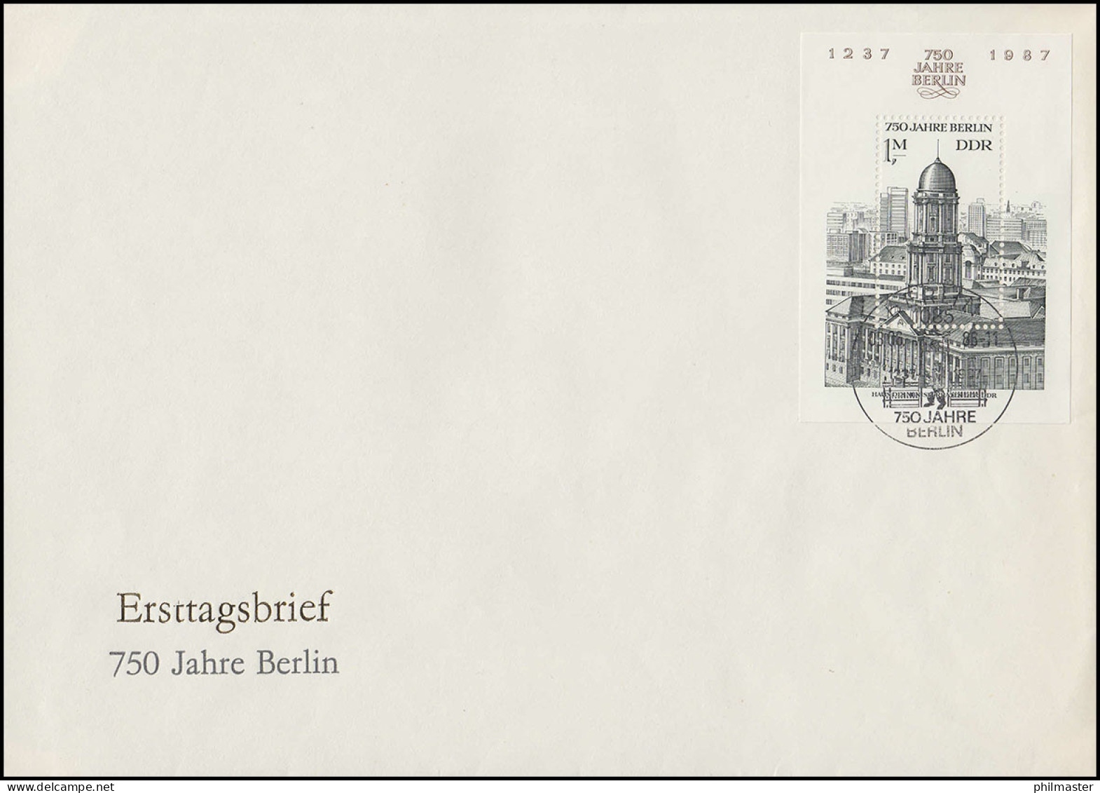 Block 64 Jahrestag 750 Jahre Berlin 1986 - Block Auf Schmuck-FDC ESSt Berlin - Covers & Documents