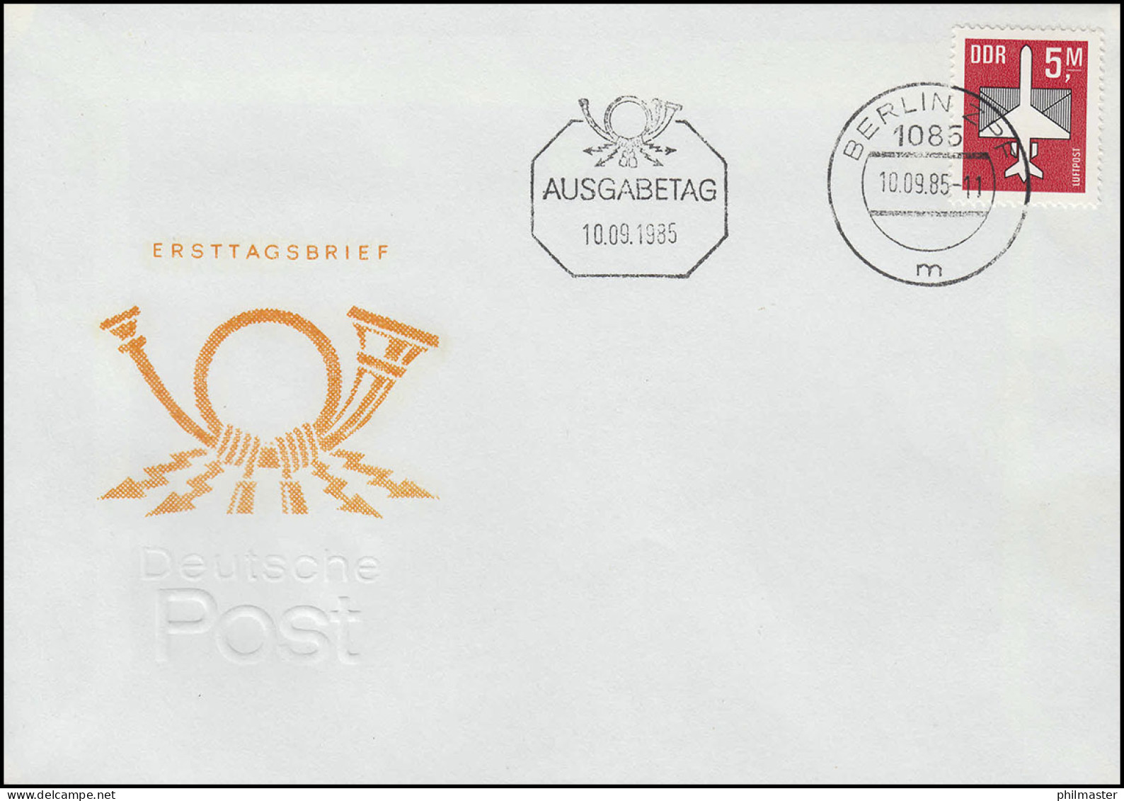 2967 Flugpostmarke 5 Mark 1985 - Marke Auf Schmuck-FDC ET-O BERLIN ZPF 10.9.85 - Storia Postale