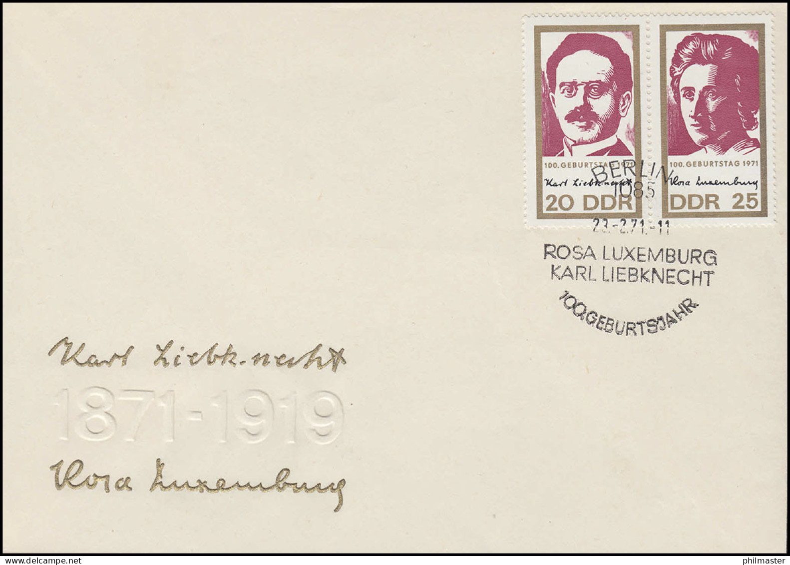 1650-1651 Liebknecht / Luxemburg 1971: Zusammendruck Auf Schmuck-FDC ESSt Berlin - Se-Tenant