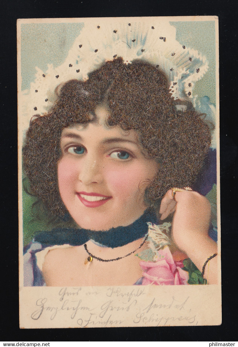 Lächelndes Mädchen, Blaue Augen Haube Kunsthaar Blüten Kette, Vorst 31.7.1901 - Other & Unclassified