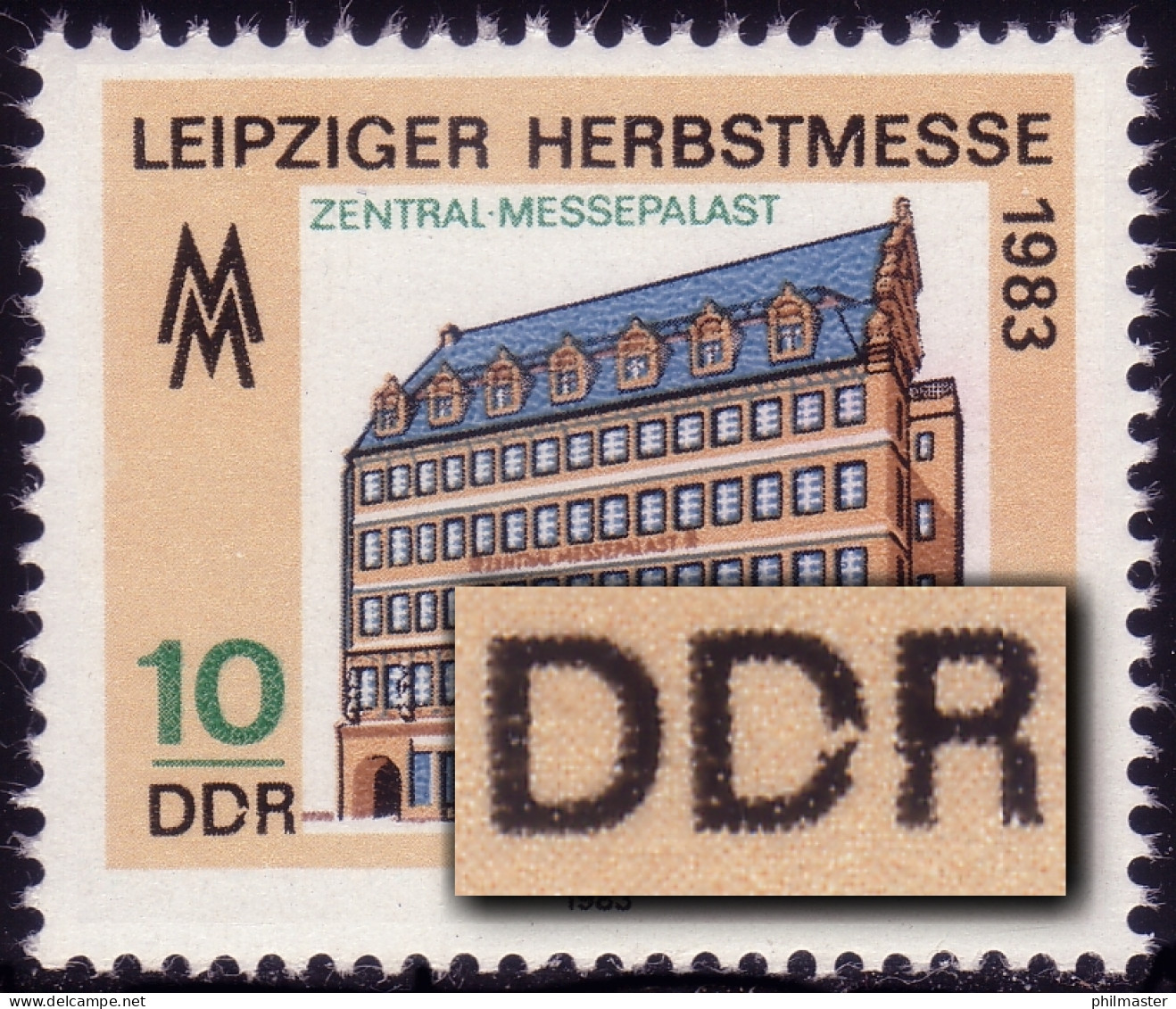 2822I Messe Leipzig Mit PLF I Zweites D In DDR Rechts Gebrochen, Feld 36 ** - Plaatfouten En Curiosa