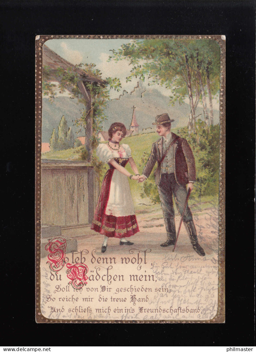 So Leb Denn Wohl Du Mädchen Mein, Paar Abschied, Aachen /Bruxelles 21.2.1903 - Tegenlichtkaarten, Hold To Light