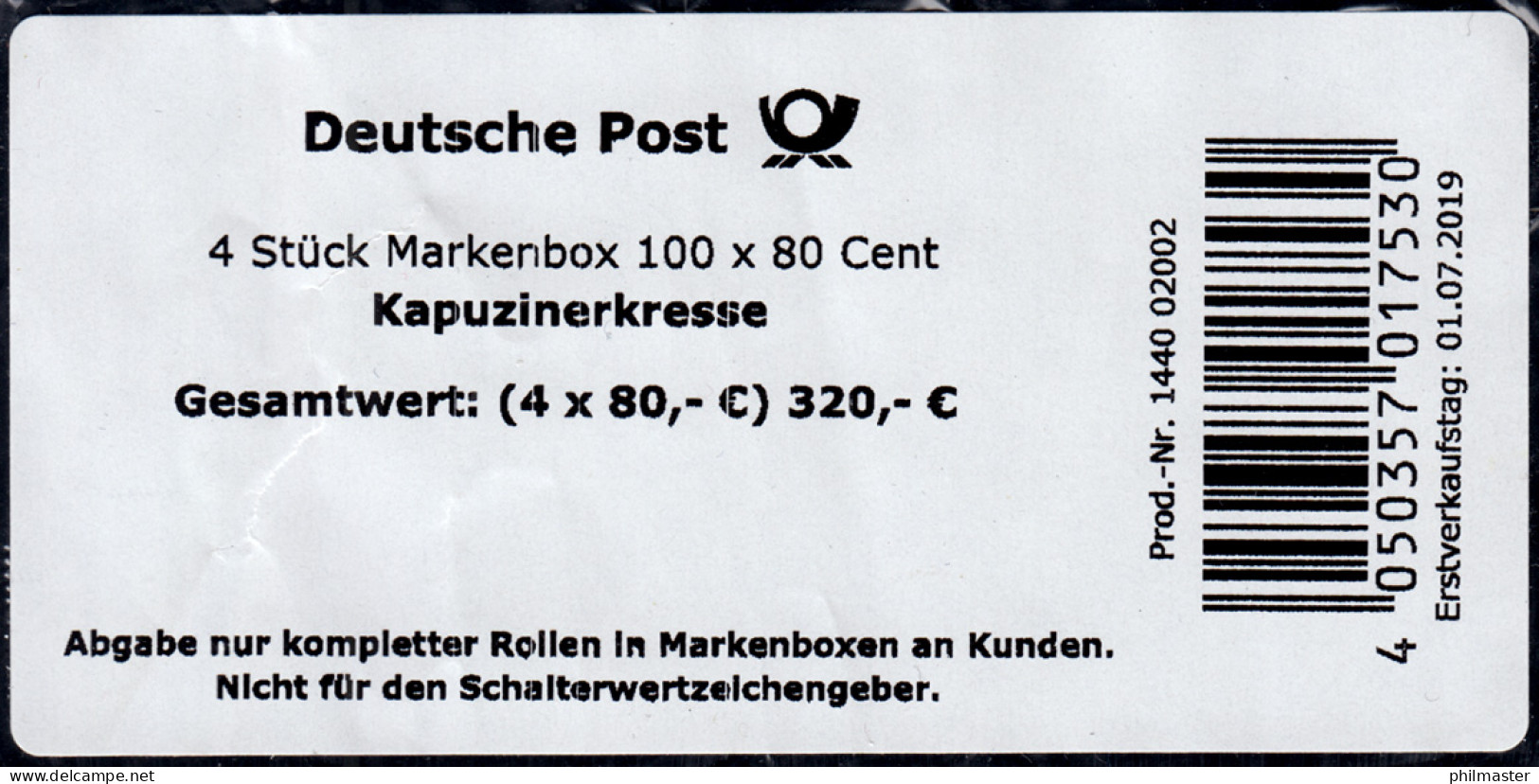 3482 Kapuzinerkresse Banderole / Aufkleber Für 4 Markenboxen 100x80, 1440 02002 - Roller Precancels