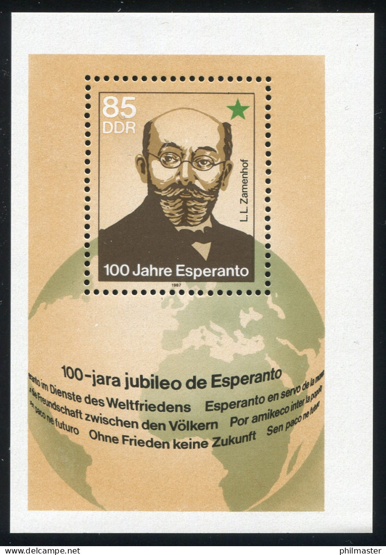 Block 87 Esperanto - Mit Verschnitt: Links Und Unten / Rechts Und Oben, ** - Abarten Und Kuriositäten