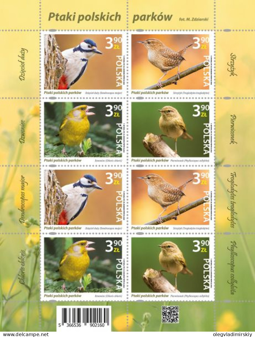 Poland Polen Pologne 2024 Birds Of Parks 2 Sets In Sheetlet MNH - Blocks & Sheetlets & Panes