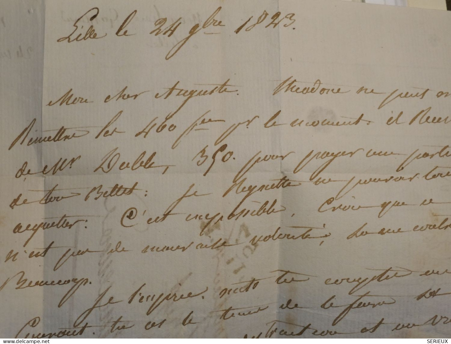 DO 7 FRANCE LETTRE  1843 LILLE  A VALENCIENNES +CACHET ROUGE  + AFF. INTERESSANT++ - 1801-1848: Précurseurs XIX