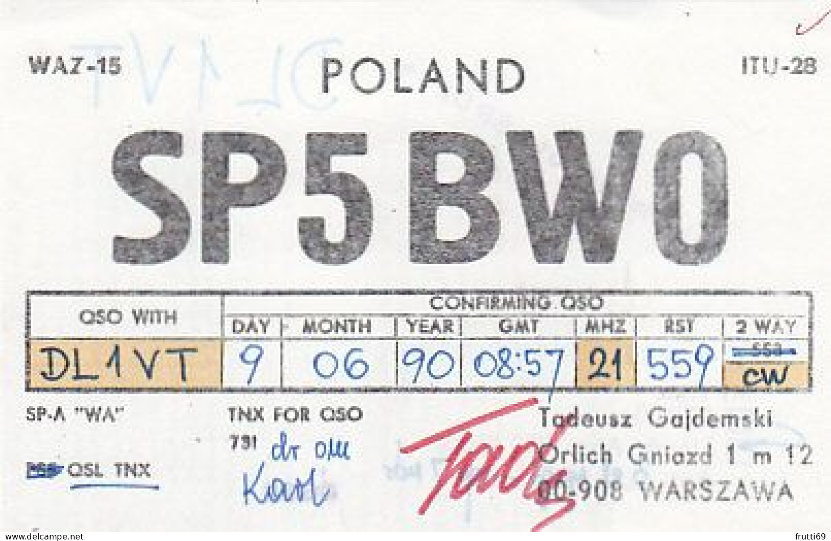 AK 210664 QSL - Poland - Warszawa - Radio Amateur