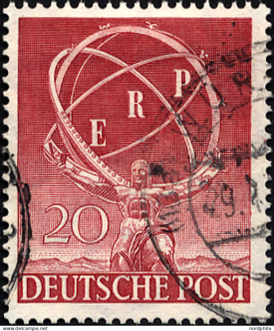 BERLIN 71 O, 1950, 20 Pf. ERP, Pracht, Mi. 40.- - Oblitérés