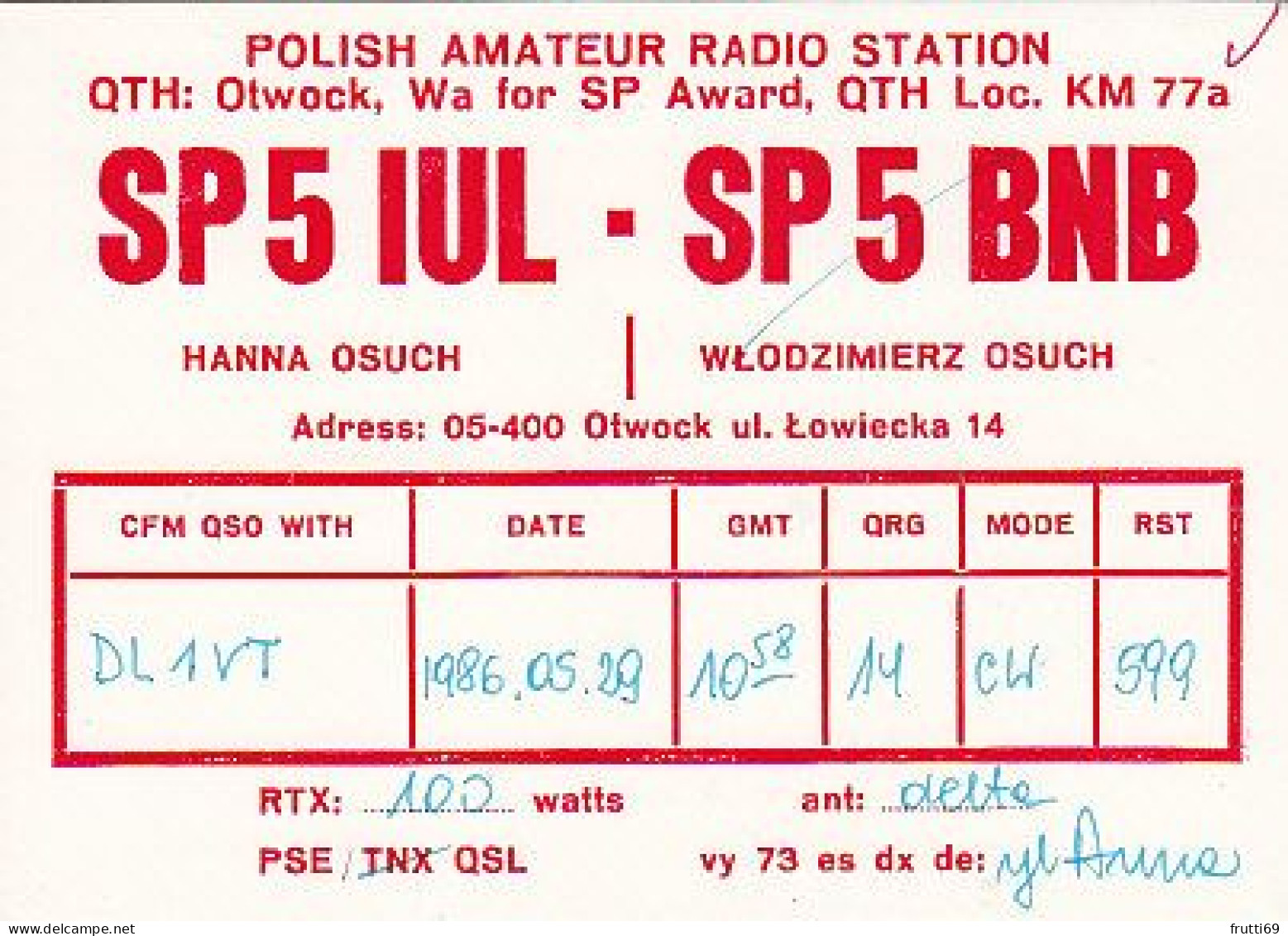 AK 210669 QSL - Poland - Otwock - Radio Amateur