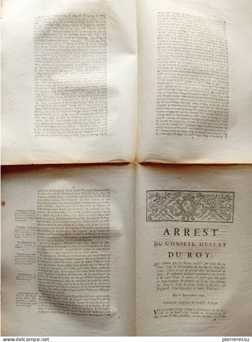 PORT SAINT DENIS CONDANNE PARTICULIERS MARCHANDISES & DENREES ARREST CONSEIL D ETAT DU ROI 1723