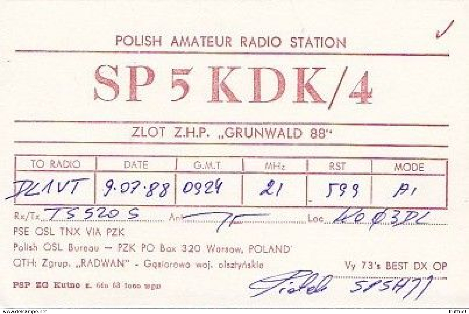AK 210671 QSL - Poland - Amateurfunk