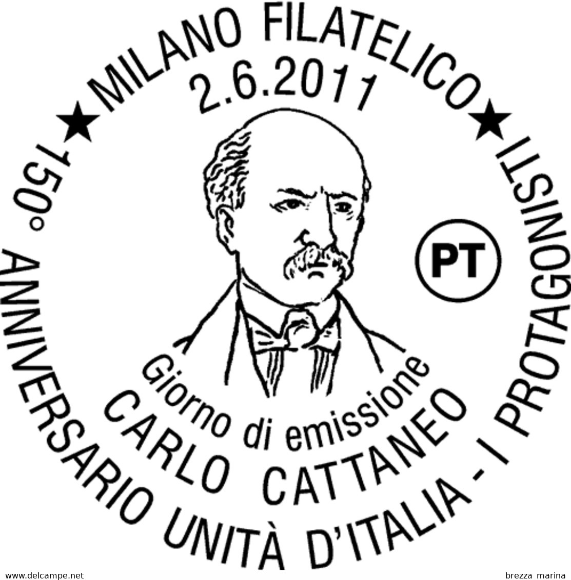 ITALIA - Usato - 2011 - Protagonisti Dell'unità D'Italia -  Carlo Cattaneo - 0,60 € - 2011-20: Afgestempeld