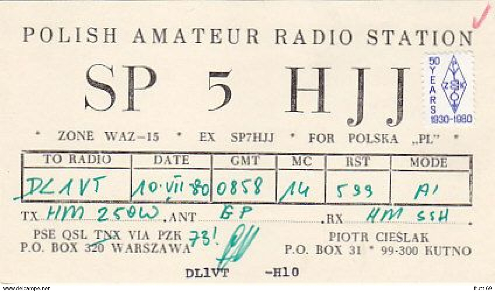 AK 210672 QSL - Poland - Kutno - Radio Amateur
