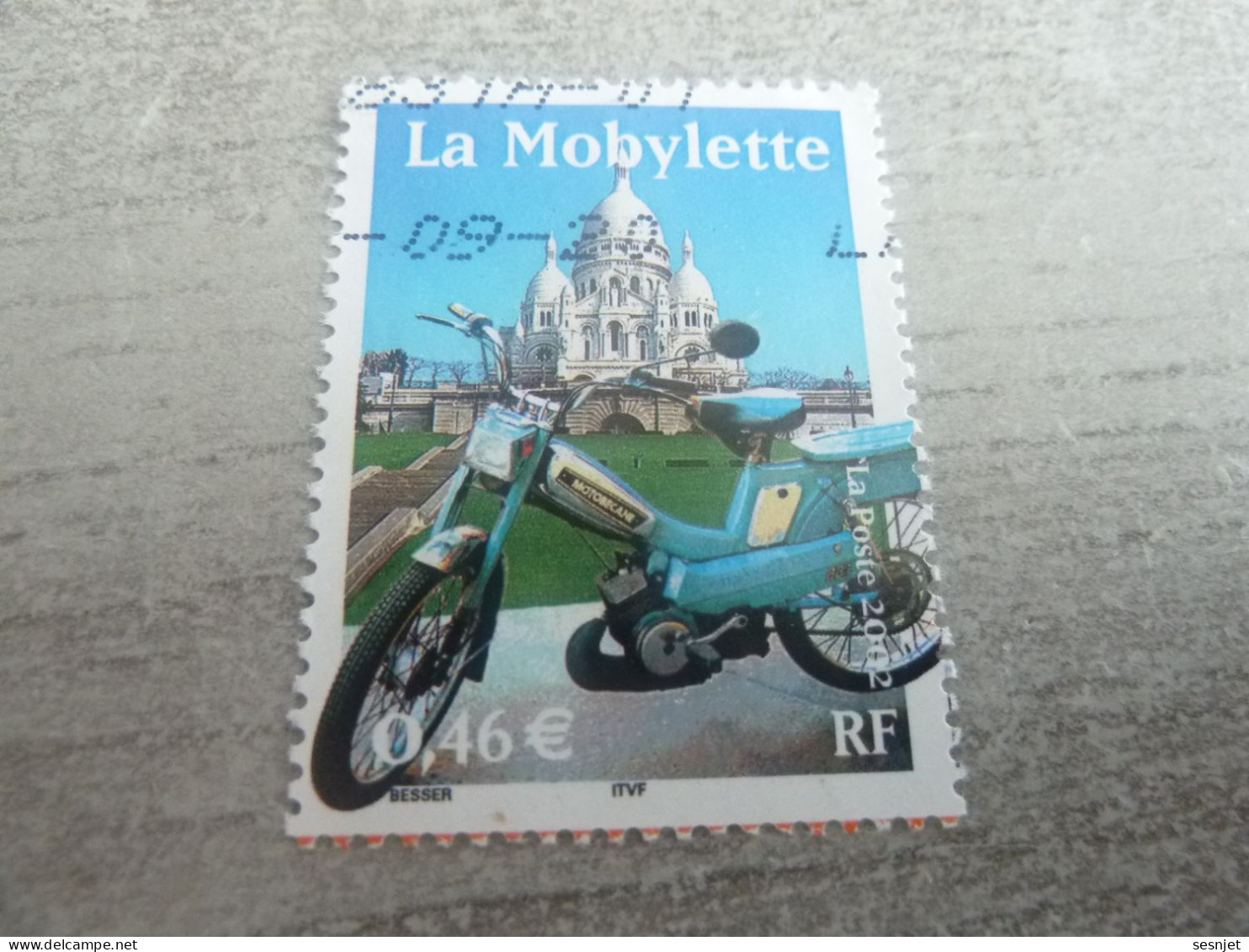 La Mobylette - Transports - 0.46 € - Yt 3472 - Multicolore - Oblitéré - Année 2002 - - Motorfietsen