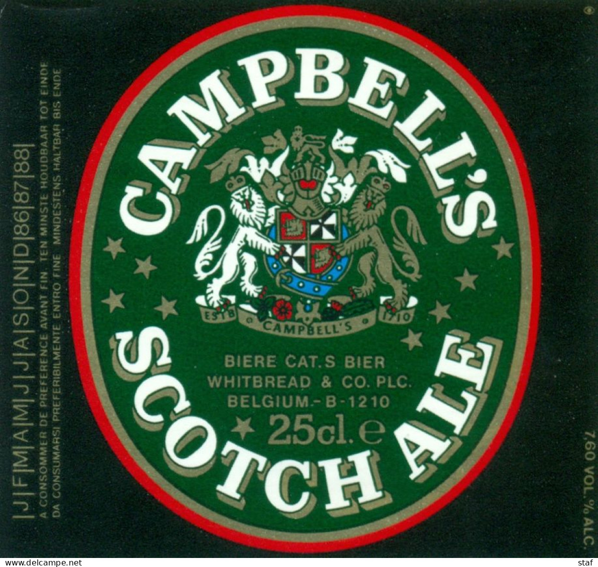 Oud Etiket Bier Campbell's Scotch Ale - Brouwerij / Brasserie Whitbread - Beer