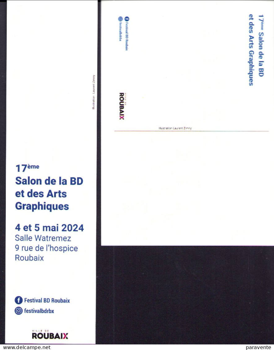 ZIMNY : Duo ( Carte+marquepages ) Salon Bd De ROUBAIX 2024 - Marque-pages