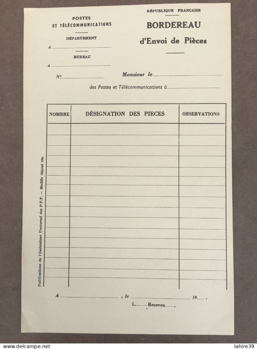 Bordereau Vierge D'envoi De Pièces / PTT / Postes - 1900 – 1949