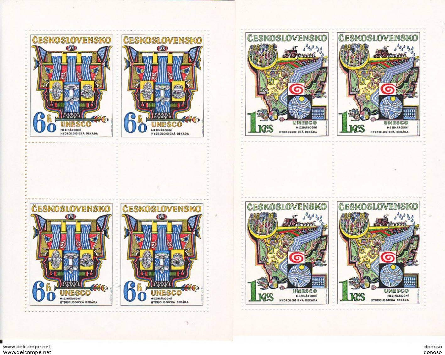 TCHECOSLOVAQUIE 1974 UNESCO Yvert 2040-2044 5 FEUILLETS, Michel 2195-2199 KB NEUF** MNH - Unused Stamps