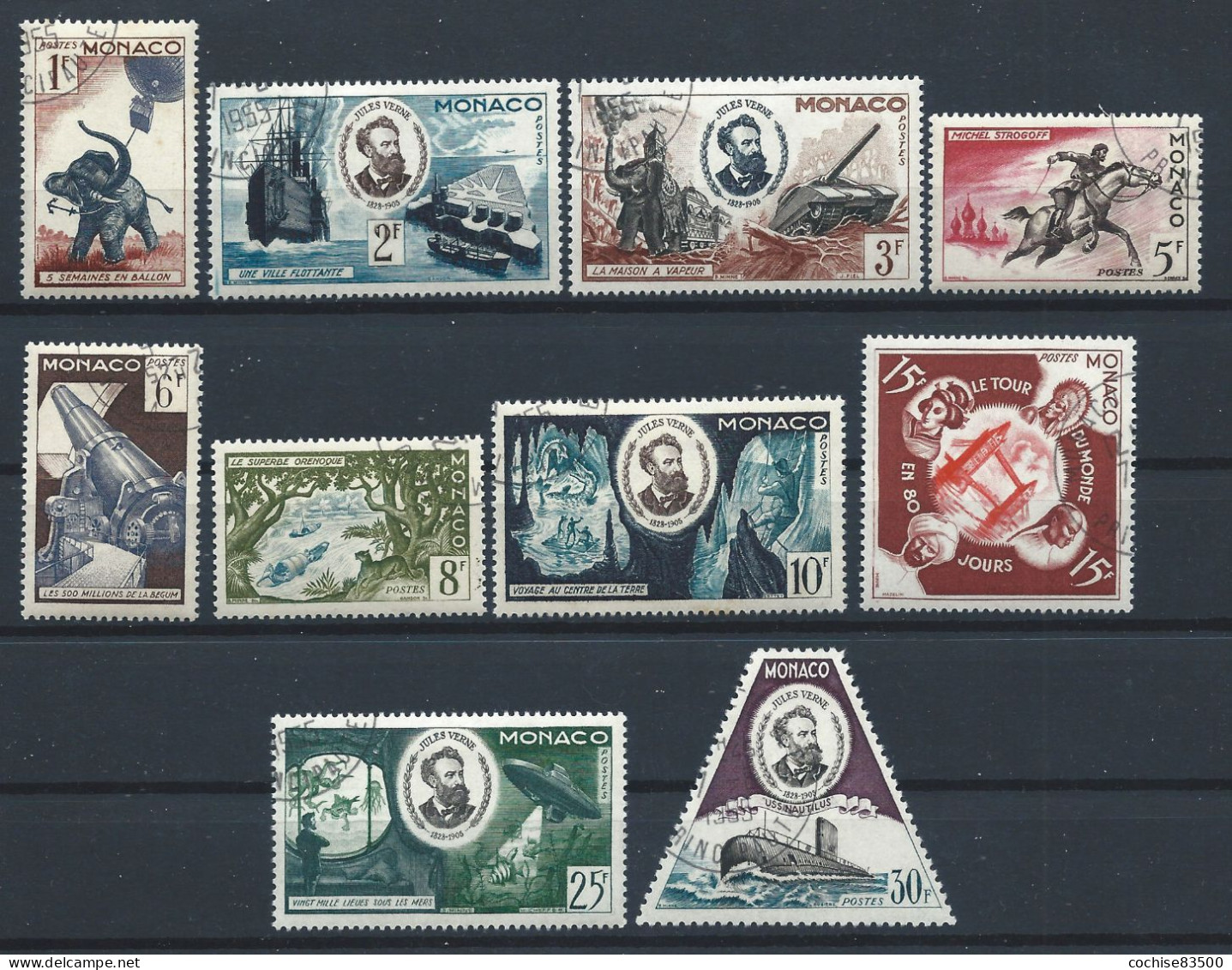 Monaco N°427/36 Obl (FU) 1955 - Mort De Jules Verne - Used Stamps
