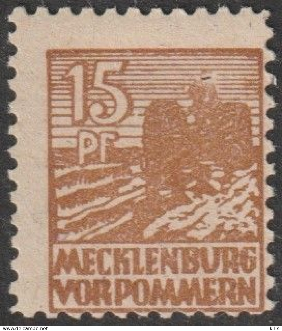 SBZ- Mecklenburg-Vorpommern: 1946, Plattenfehler: Mi. Nr. 37 I. Freimarke: 15 Pfg. Motorpflug.  **/MNH - Neufs