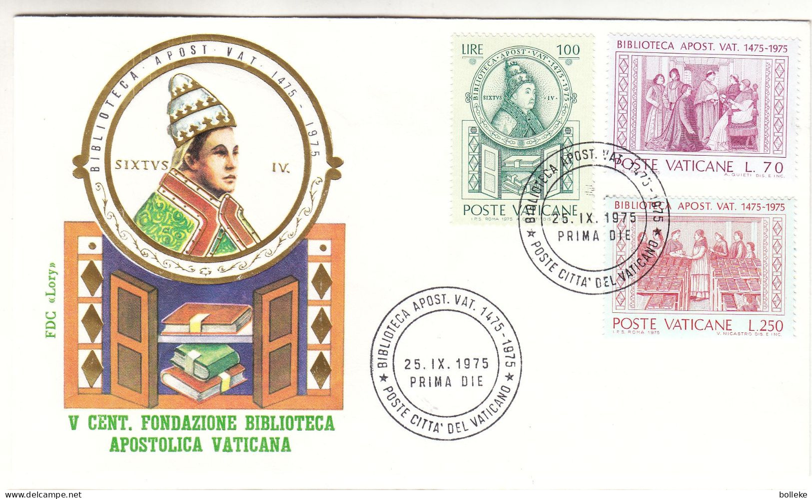 Vatican - Lettre FDC De 1975 - Oblit Citta Del Vaticano - Pape - Bibliothèque - - Cartas & Documentos