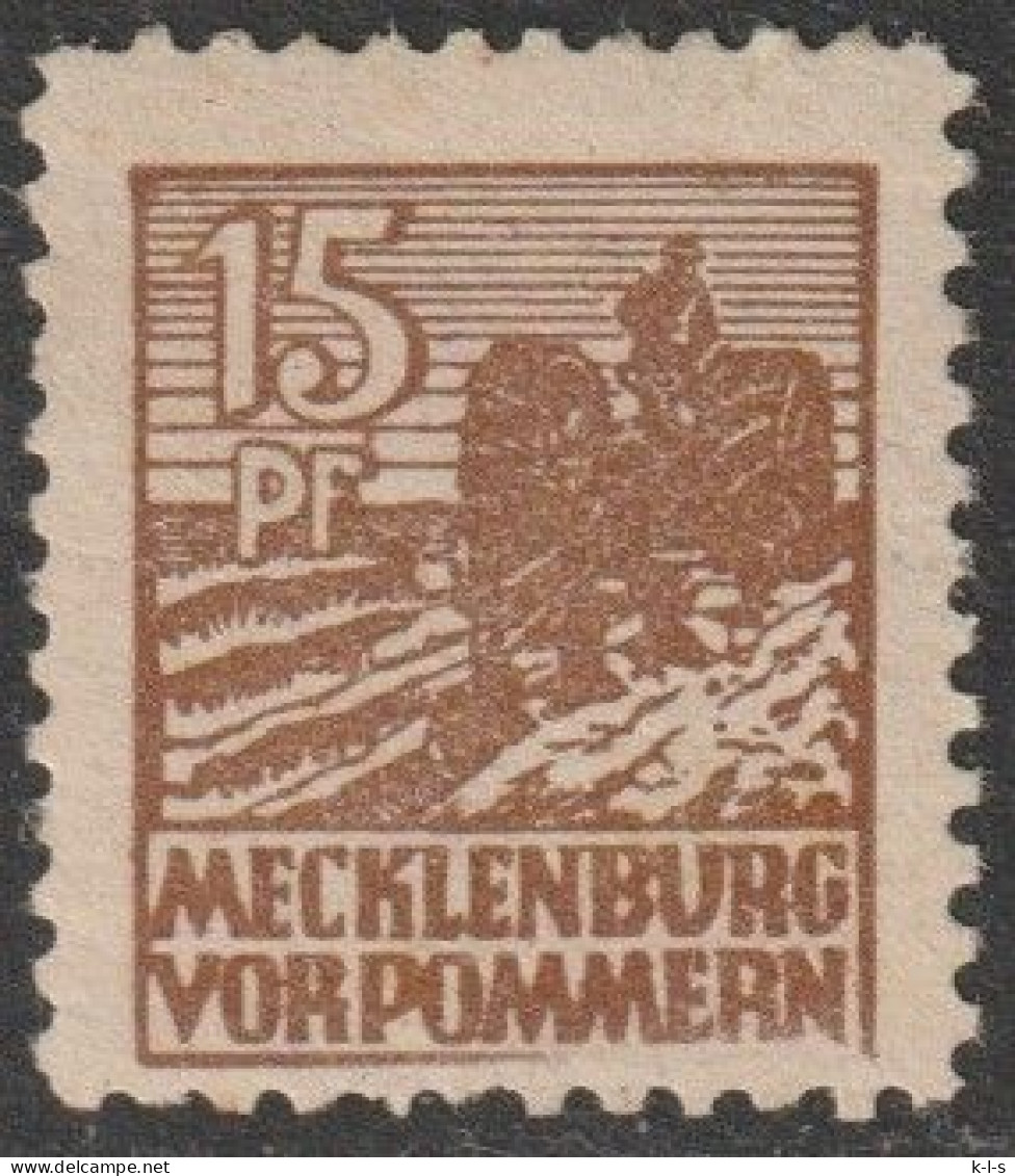SBZ- Mecklenburg-Vorpommern: 1946, Plattenfehler: Mi. Nr. 37 III. Freimarke: 15 Pfg. Motorpflug.  **/MNH - Postfris