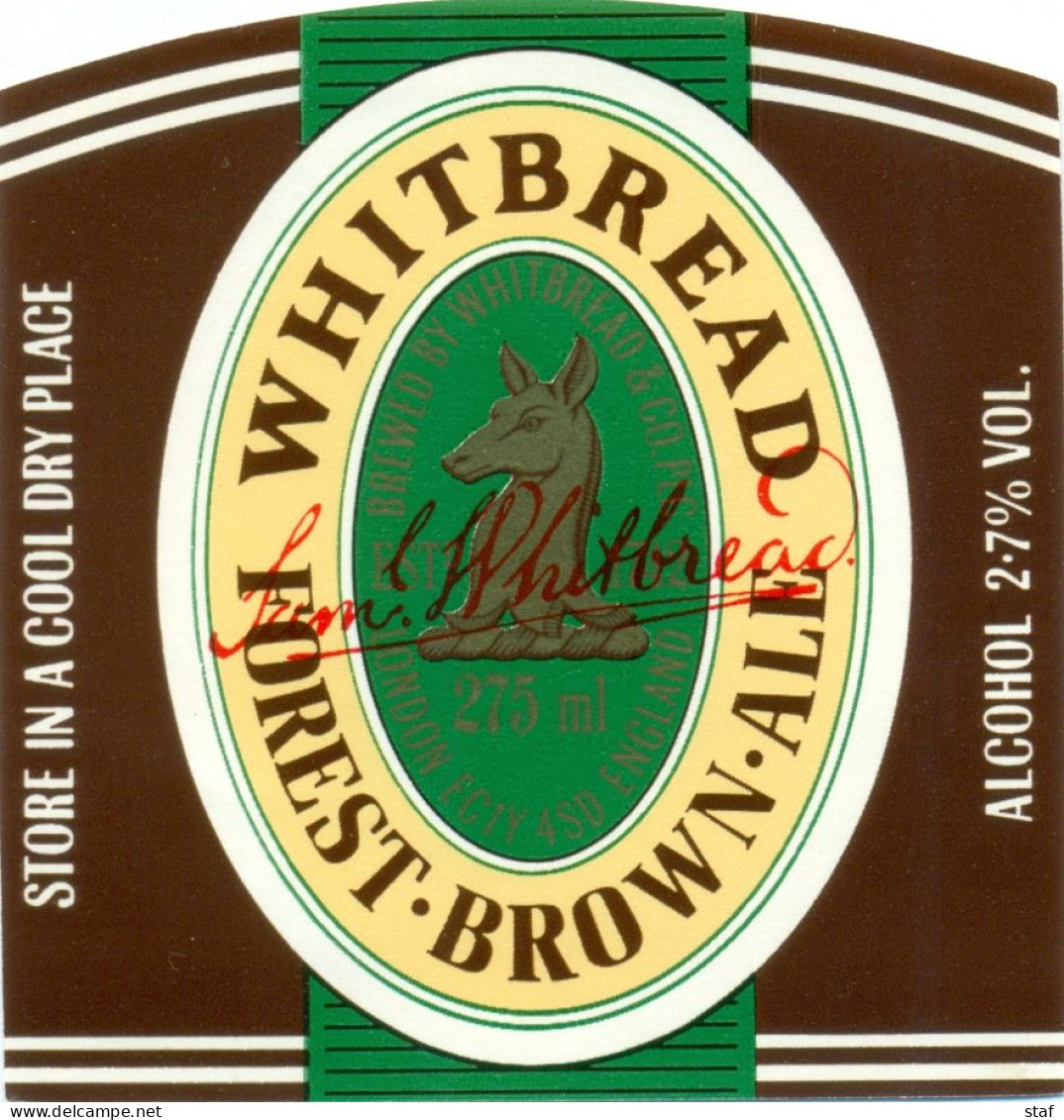 Oud Etiket Bier Forest Brown Ale - Brouwerij / Brasserie Whitbread - Cerveza